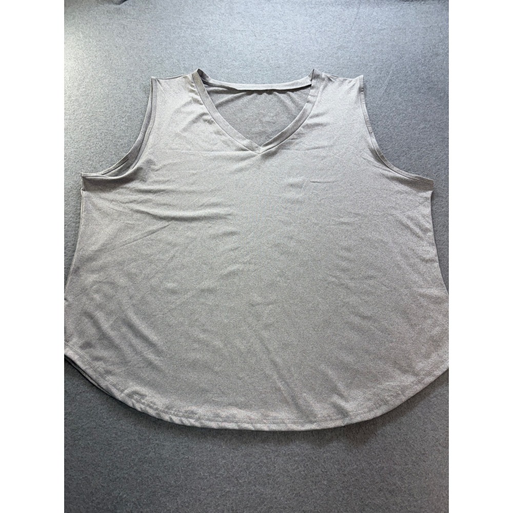 Heather Gray V-Neck Sleeveless Tank Top Plus Size 7XL‎ Stretch Relaxed